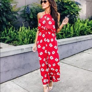 NWT,  Olivaceous red poppy jumpsuit